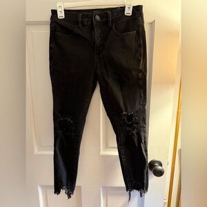 American Eagle Outfitters Black Ripped Skinny Jeans
